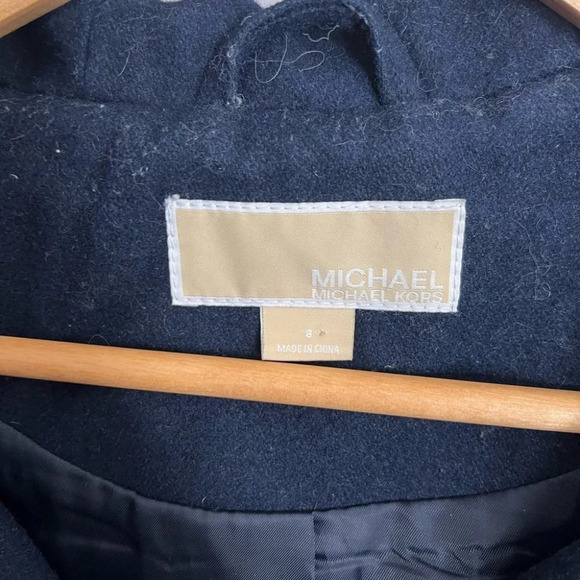 Michael Kors blue gold jacket pea coat  with hood size small - Picture 7 of 8